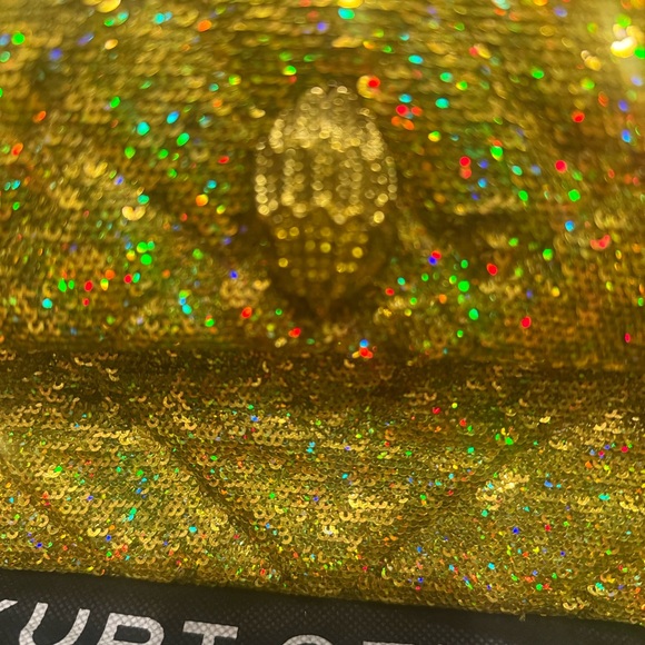 Kurt Geiger Gold Sequin Shoulder Bag - Picture 9 of 11